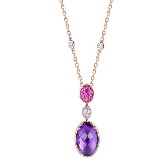 Pink Sapphire and Amethyst Pendant in Rose Gold image number 0
