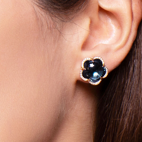Bon Ton Rose Gold, Blue Topaz and Diamond Pavé Stud Earrings