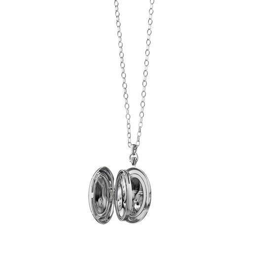 Médaillon Star Burst Four Image Lockets en argent avec saphir blanc image number 1