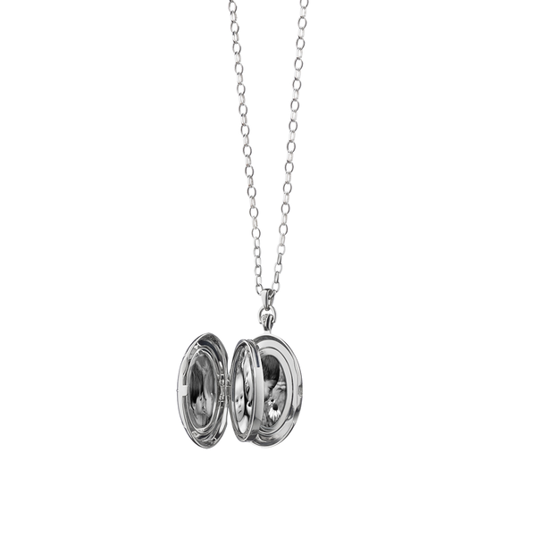 Médaillon Star Burst Four Image Lockets en argent avec saphir blanc