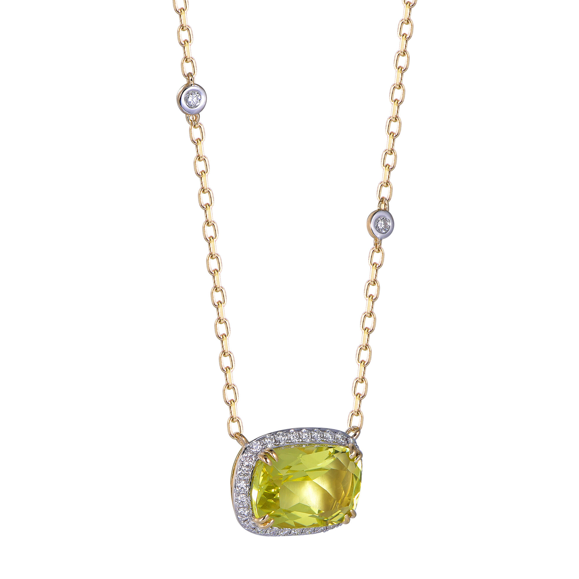 Lemon Quartz Pendant in Yellow Gold