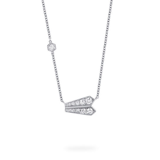 Front view of Birks Beekeeper white gold necklace with brilliant-cut diamonds image number 0