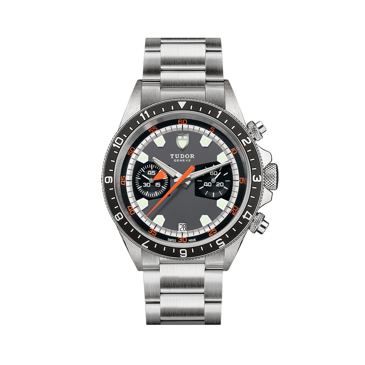 maison birks tudor heritage heritage chrono grey and dark coloured dial steel bracelet m70330n 0006 image number 0