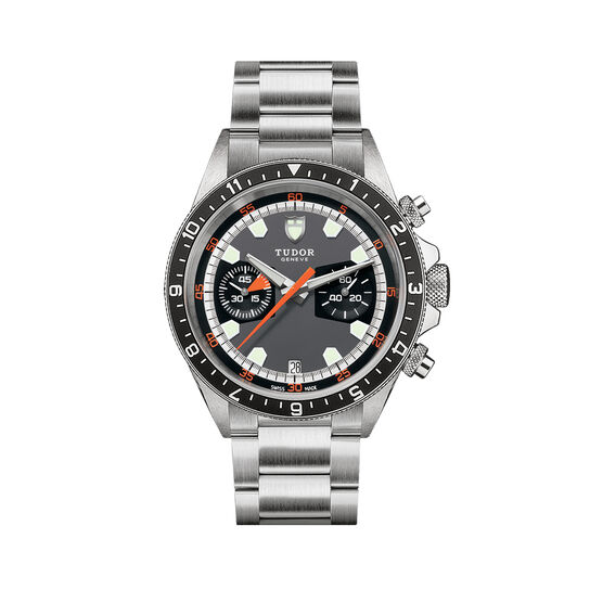 maison birks tudor heritage heritage chrono grey and dark coloured dial steel bracelet m70330n 0006 image number 0