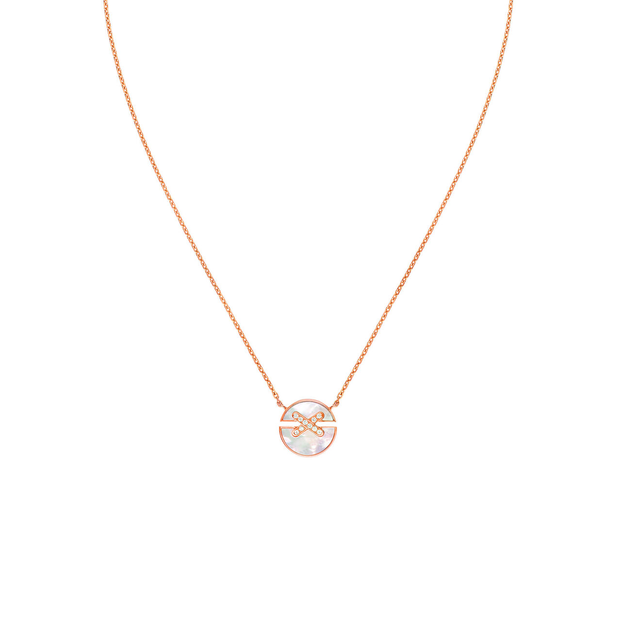 maison birks chaumet jeux de liens harmony small rose gold mother of pearl diamond necklace 084220 image number 0