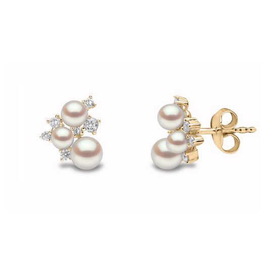 yoko london trend yellow gold 3 pearls diamond earrings tem0228 6f front side image number 2