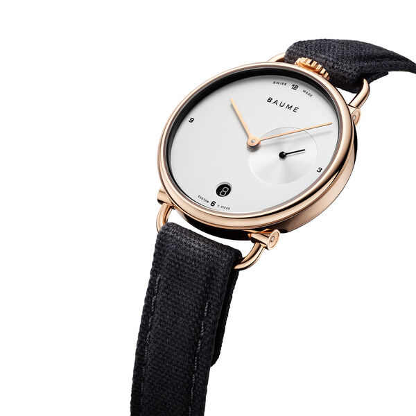 Baume 35 mm petites secondes quartz en acier inoxydable avec PVD doré