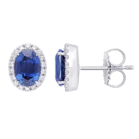 maison birks oval sapphire diamond halo stud earrings sg10388e side image number 1