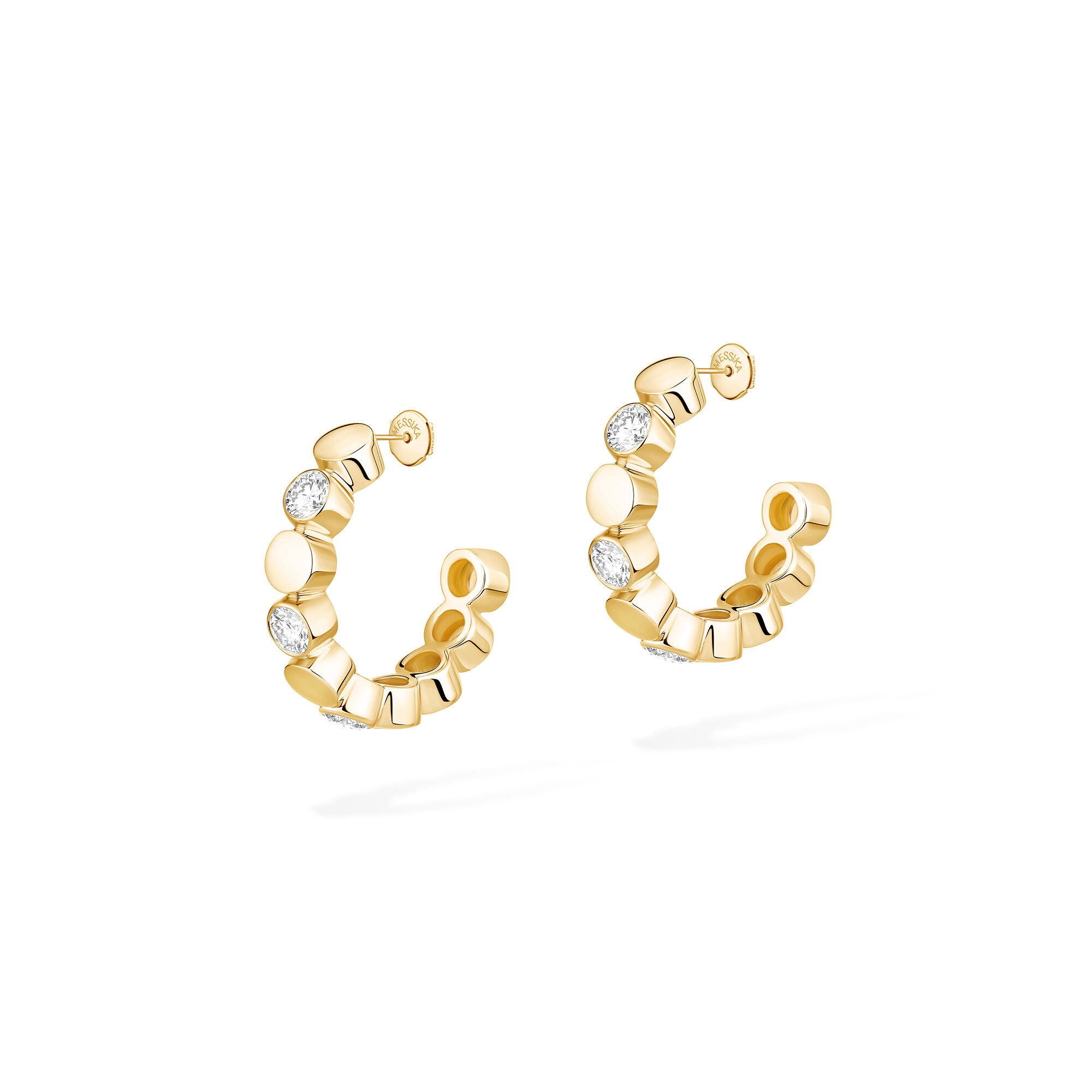 D-Vibes Yellow Gold and Diamond Hoop Earrings