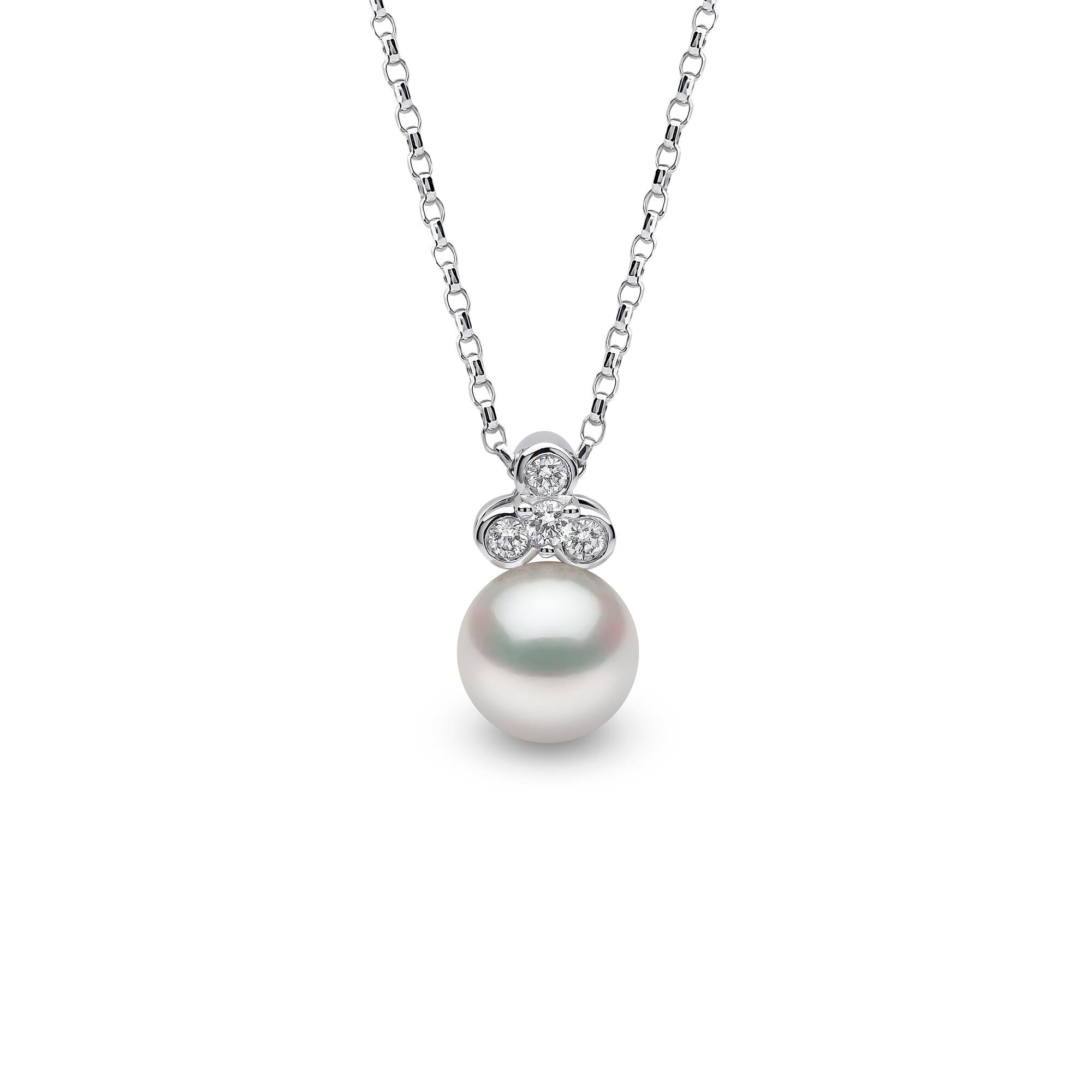 Trend White Gold Pearl and Diamond Necklace | Yoko London 