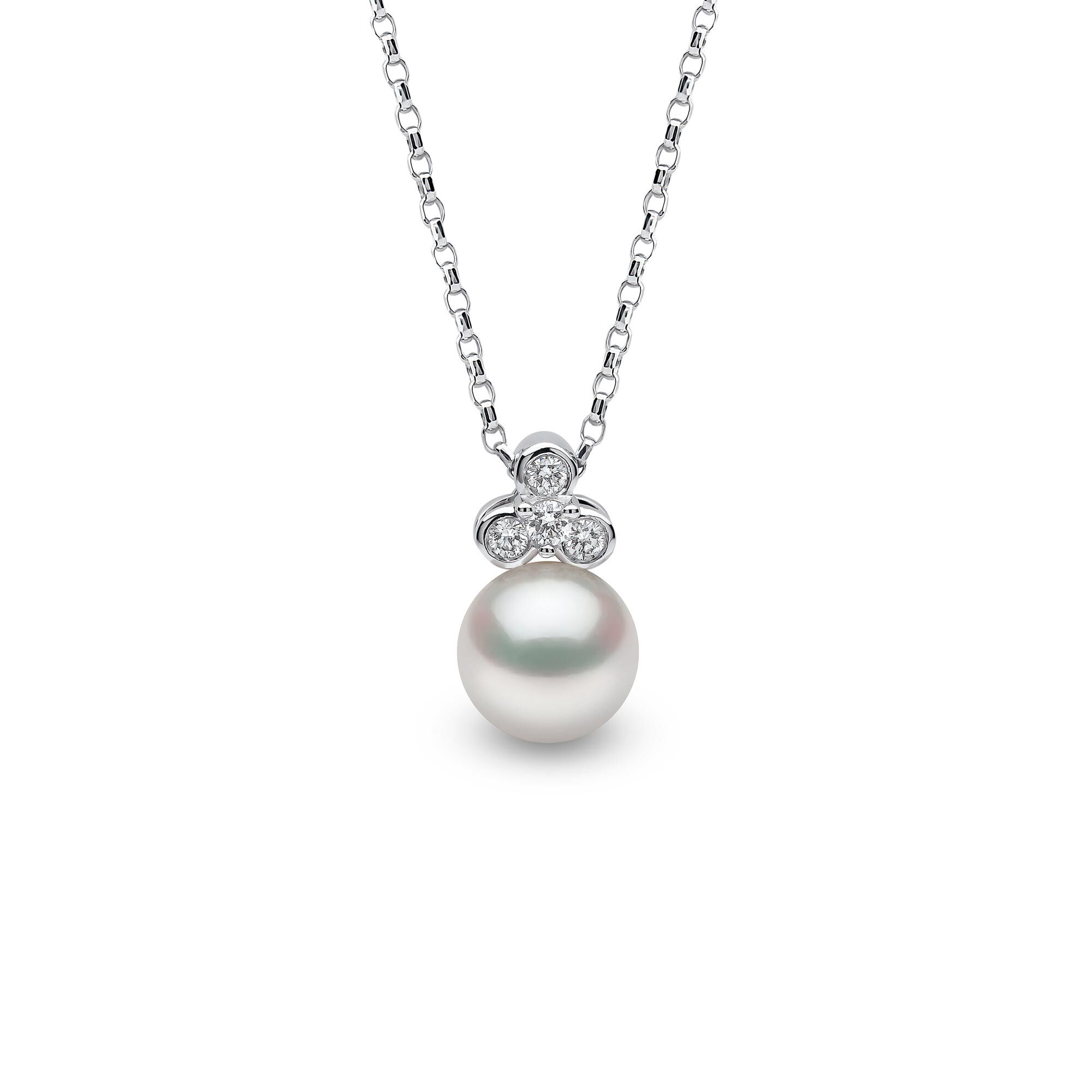 Trend White Gold Pearl and Diamond Necklace Yoko London
