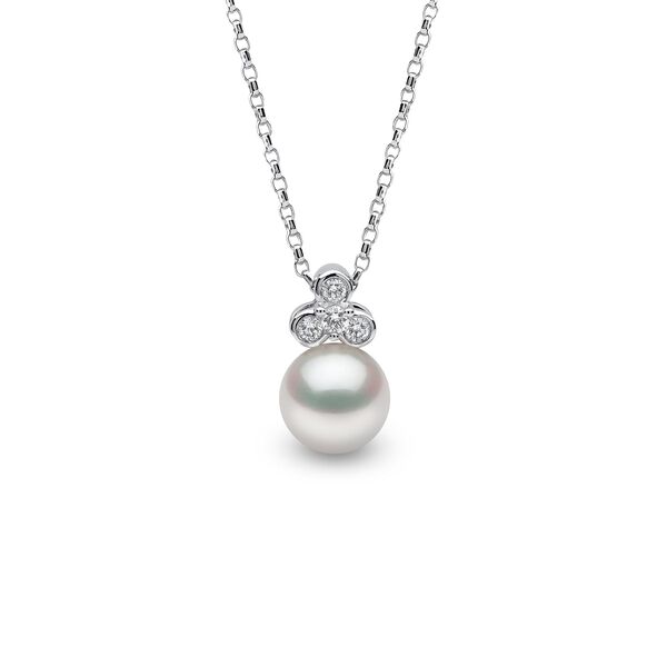 Collier Trend en or blanc avec une perle et diamants