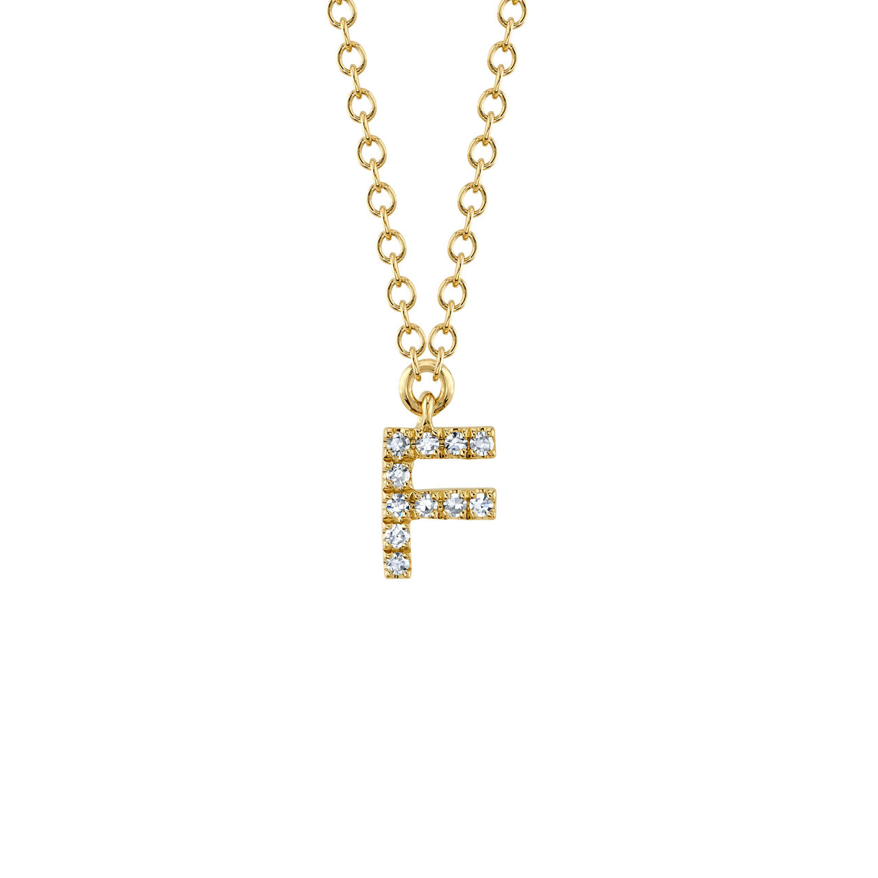 Shy Creation Initials Yellpw Gold  and Diamond Pavé Letter F Necklace SC55007904-F image number 0