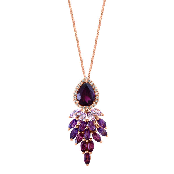 Shaded Amethyst and Rhodolite Pendant with Diamond Accent