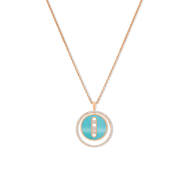 Lucky Move Medium Rose Gold Turquoise & Diamond Pavé Pendant