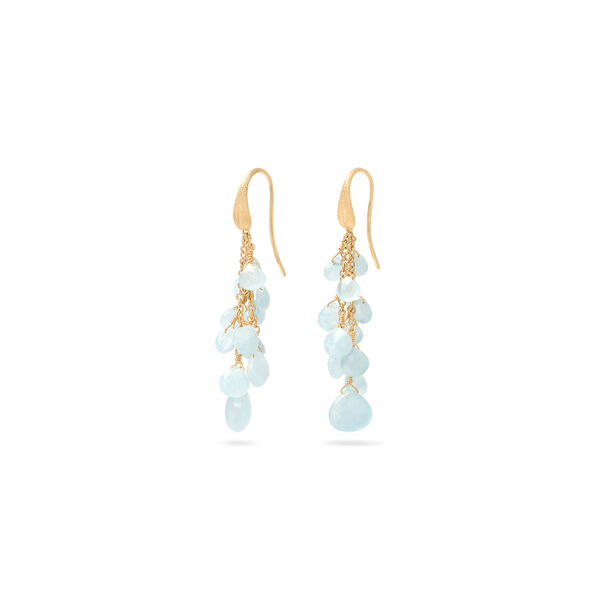 Boucles d'oreilles pendentives Paradise en or jaune avec aigue-marines