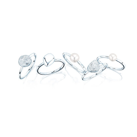 5-ring set of pebbles and pearls in sterling silver image number 1