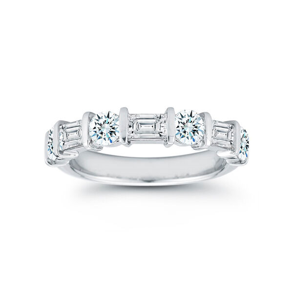 Platinum and 1.77ct Diamond Wedding Band with Tapered Baguettes