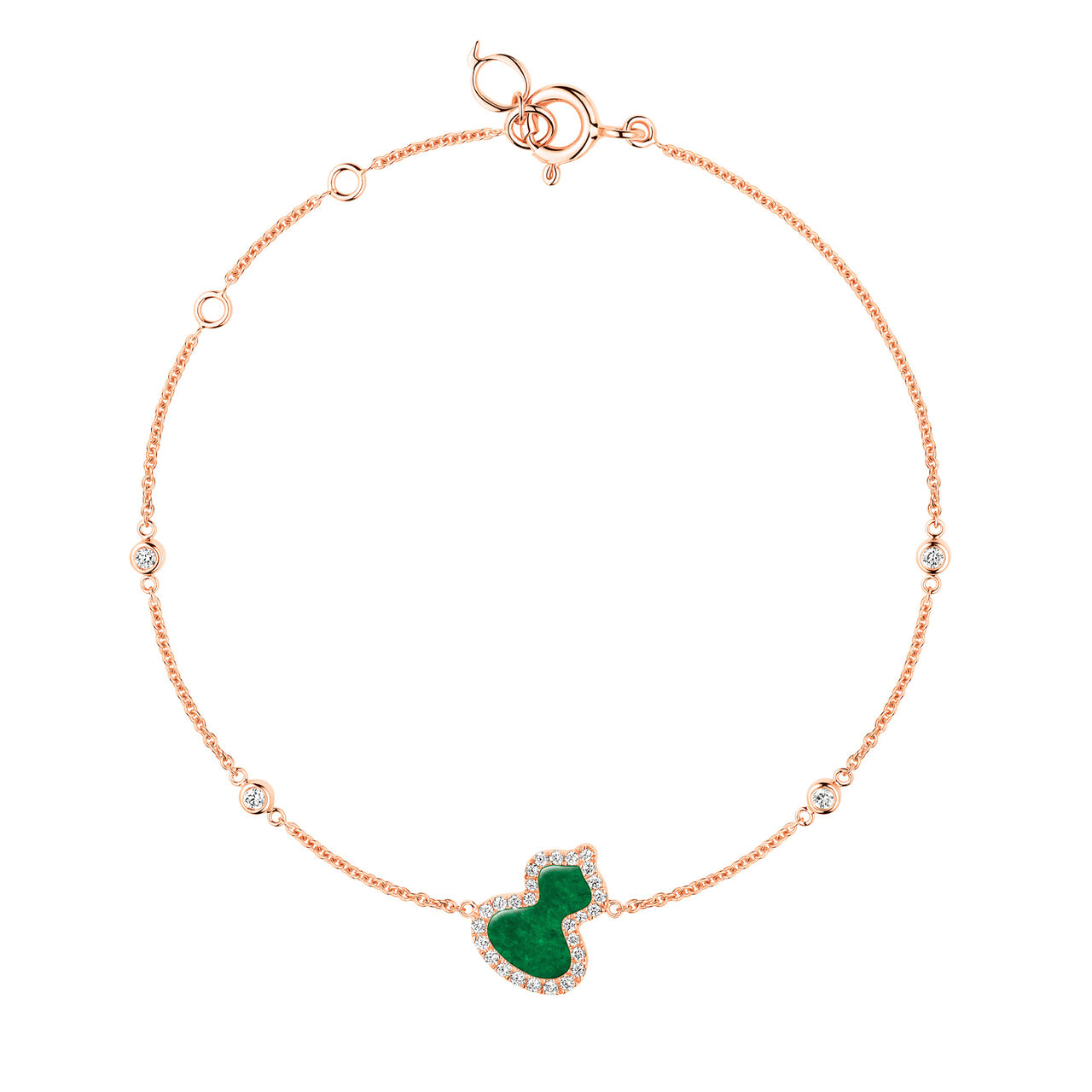 Qeelin Petite Wulu Rose Gold Bracelet with Diamonds and Jade WUBR0016BRGDGJE Front image number 0