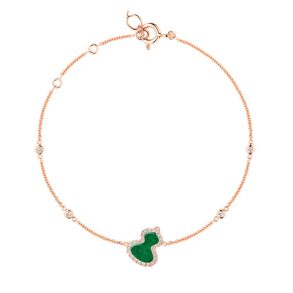 Wulu Petite Rose Gold, Jade and Diamond Pavé Bracelet