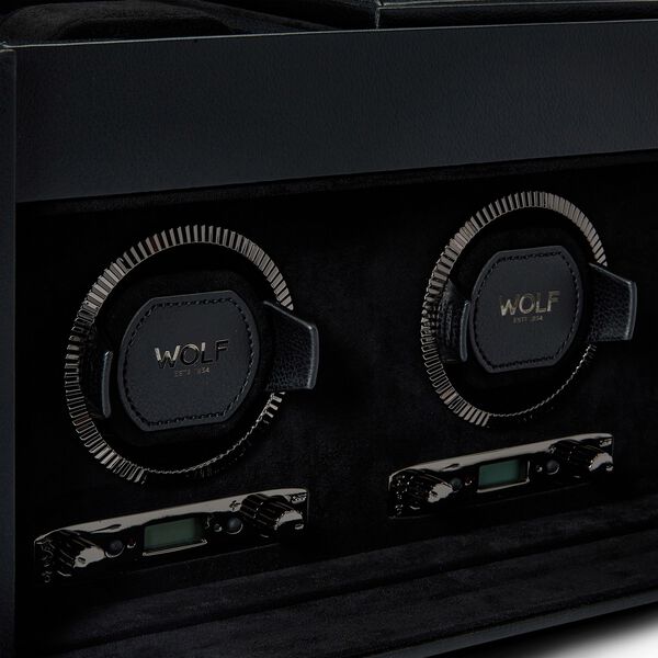 British Racing Black 3 Piece Watch Winder with Storage