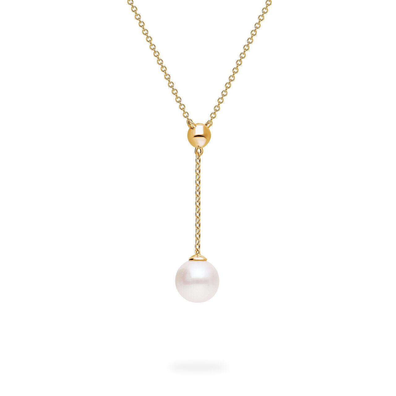 Birks Essentials Yellow Gold Bead and Freshwater Pearl Drop Pendant image number 1