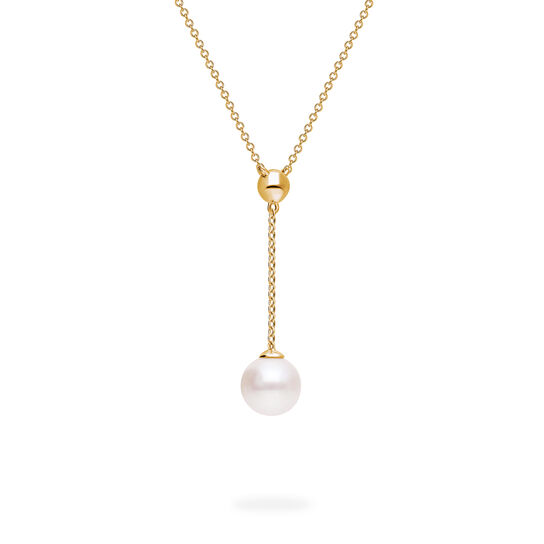 Birks Essentials Yellow Gold Bead and Freshwater Pearl Drop Pendant image number 1