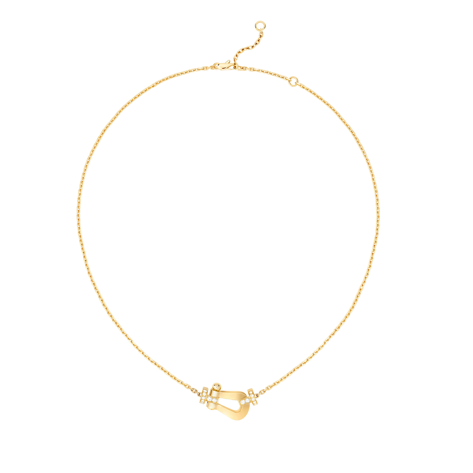 Force 10 Large Yellow Gold and Half Pavé Diamond Necklace