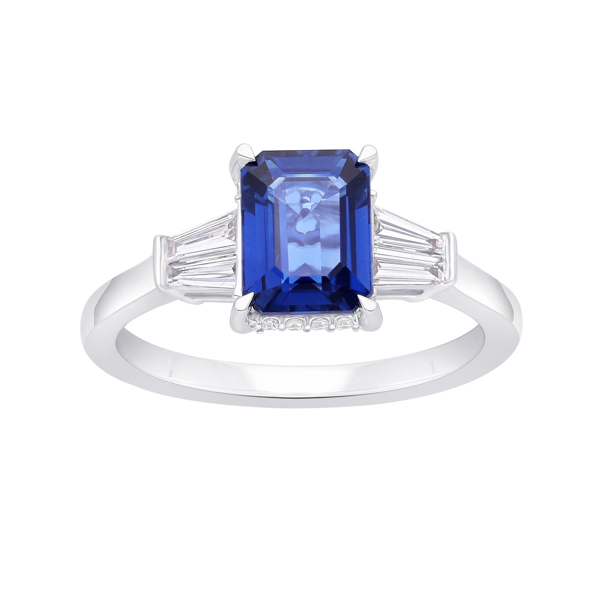 Baguette cut shop sapphire ring