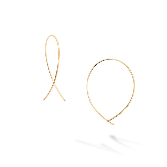 Yellow Gold Crossover Hoop Earrings image number 2