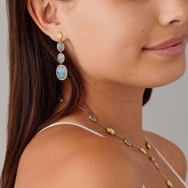 Siviglia Yellow Gold and Aquamarine Drop Earrings