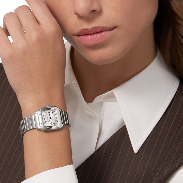 Santos de Cartier 27 mm quartz en acier inoxydable, petit mod&egrave;le