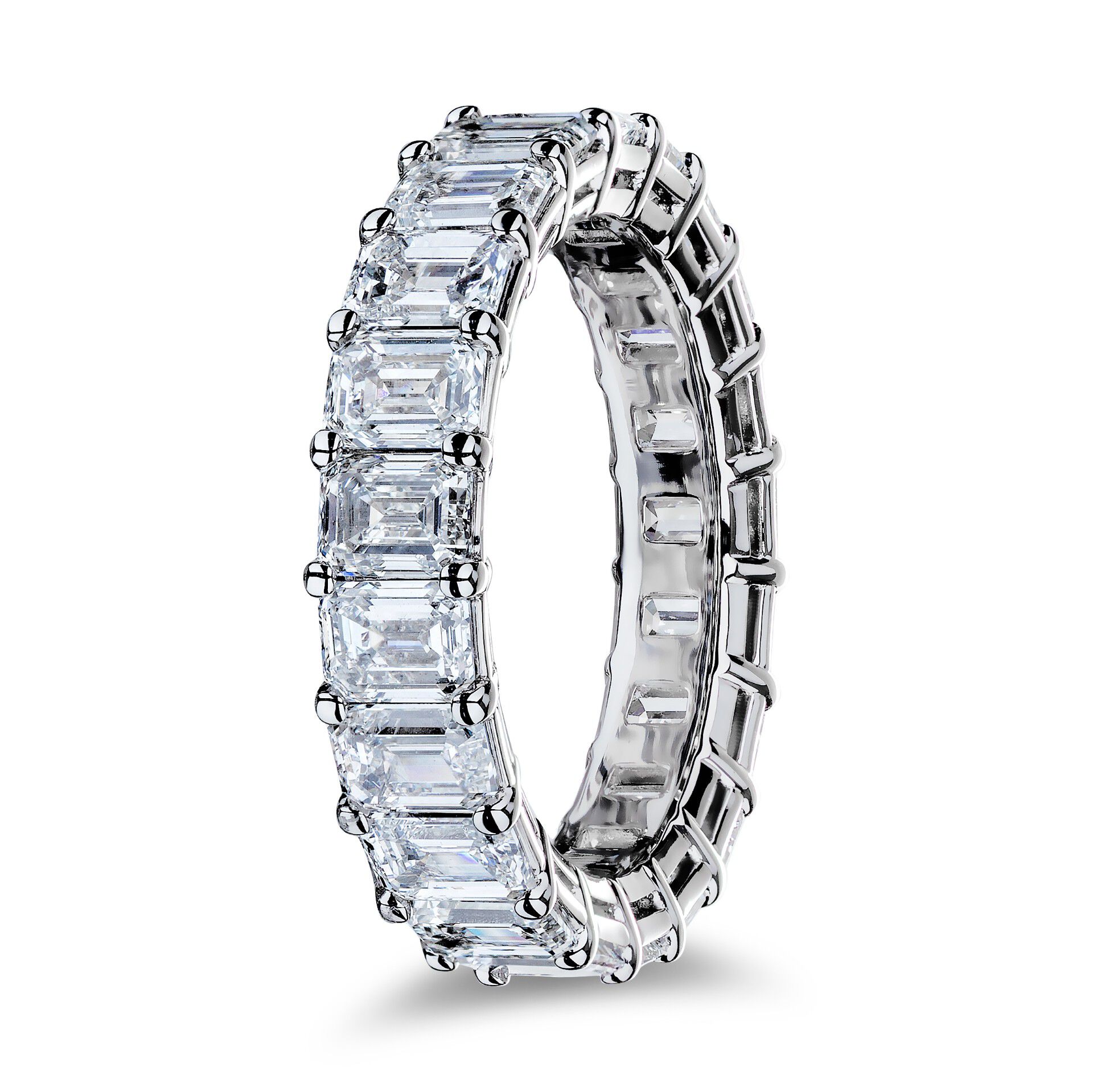 Platinum 5.25ct Emerald Cut Eternity Band