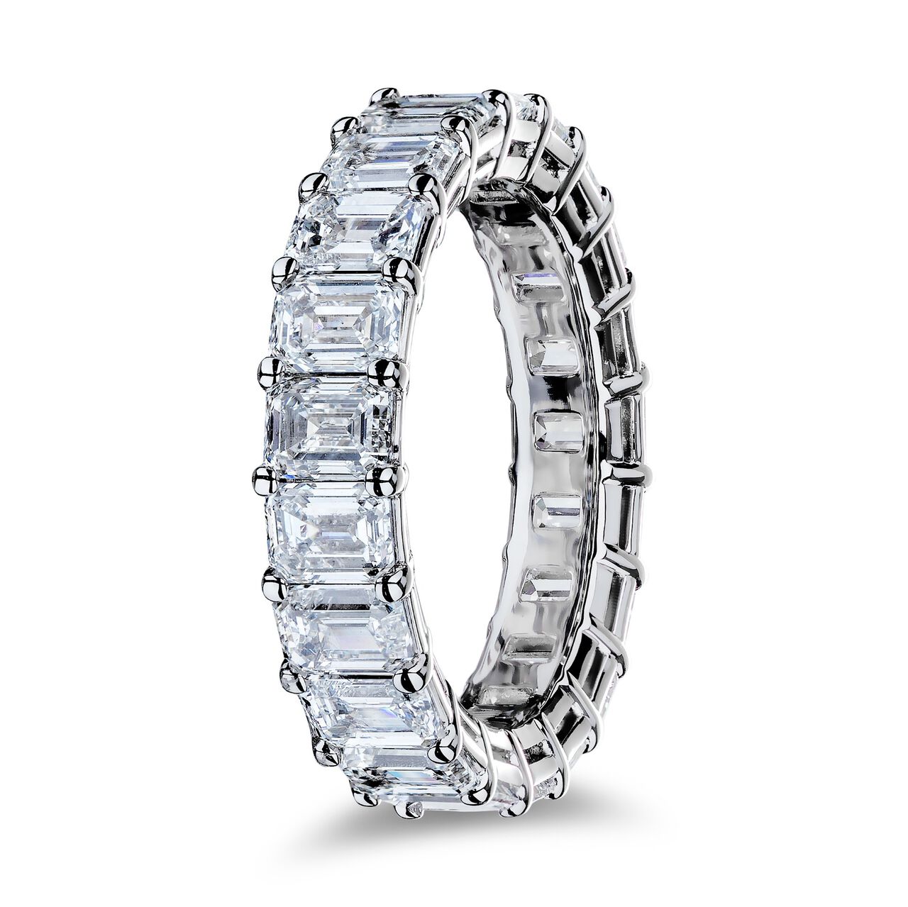 Platinum 5.25ct Emerald Cut Eternity Band image number 1