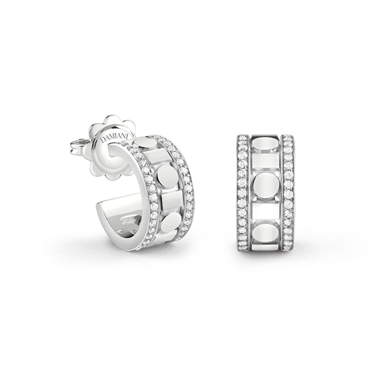 Damiani Belle Époque Reel White Gold and Diamond Pavé Hoop Earrings 20094036 Front image number 0