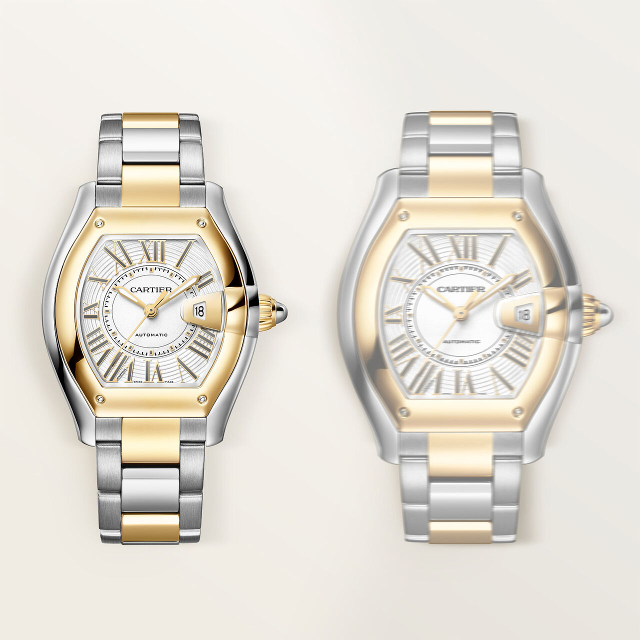 Cartier Roadster 42 x 35 mm automatique en acier et or jaune, moyen mod&egrave;le image number 2