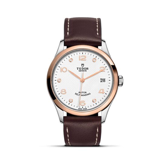 Tudor 1926 36Mm Steel Case White Diamond - Set Dial Brown Leather Strap Rose Gold Bezel image number 0