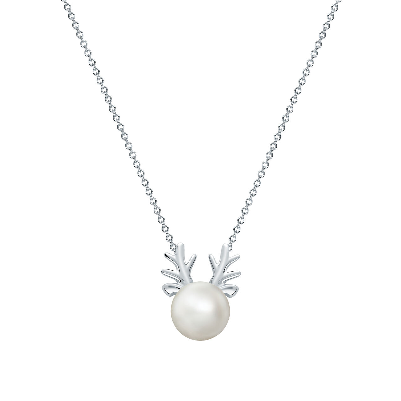 bijoux birks essentials freshwater pearl and silver reindeer pendant image number 0