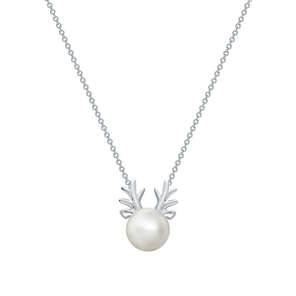 Freshwater Pearl and Silver Reindeer Pendant