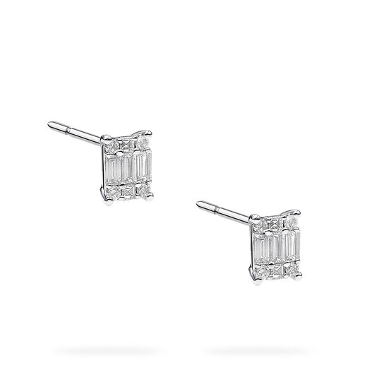Birks Essentials White Gold and Diamond Rectangular Cluster Earrings, Small image number 3