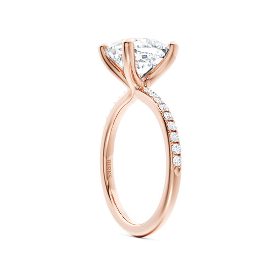 Cushion-cut diamond pav&eacute; engagement ring in rose gold, angle view image number 1
