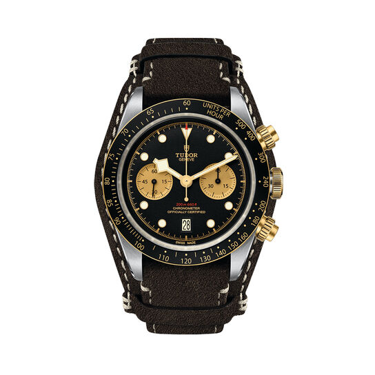 maison birks tudor black bay heritage chrono sg 41 mm steel case brown leather strap m79363n 0002 image number 0