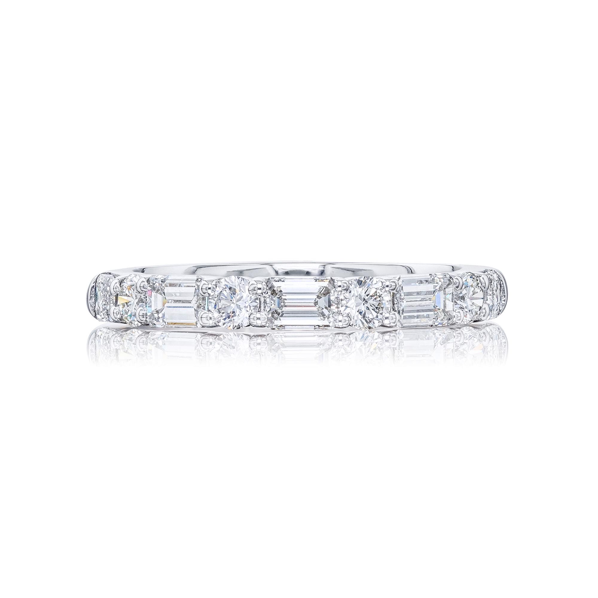Emerald and round cut wedding band sales