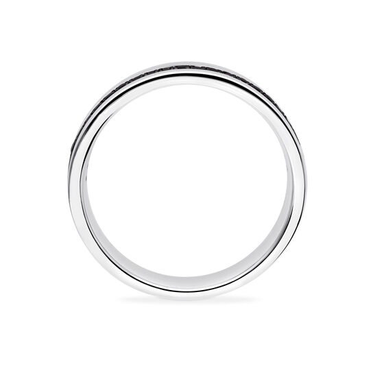 Birks Essentials Bague pour homme en argent sterling avec diamants noirs image number 3