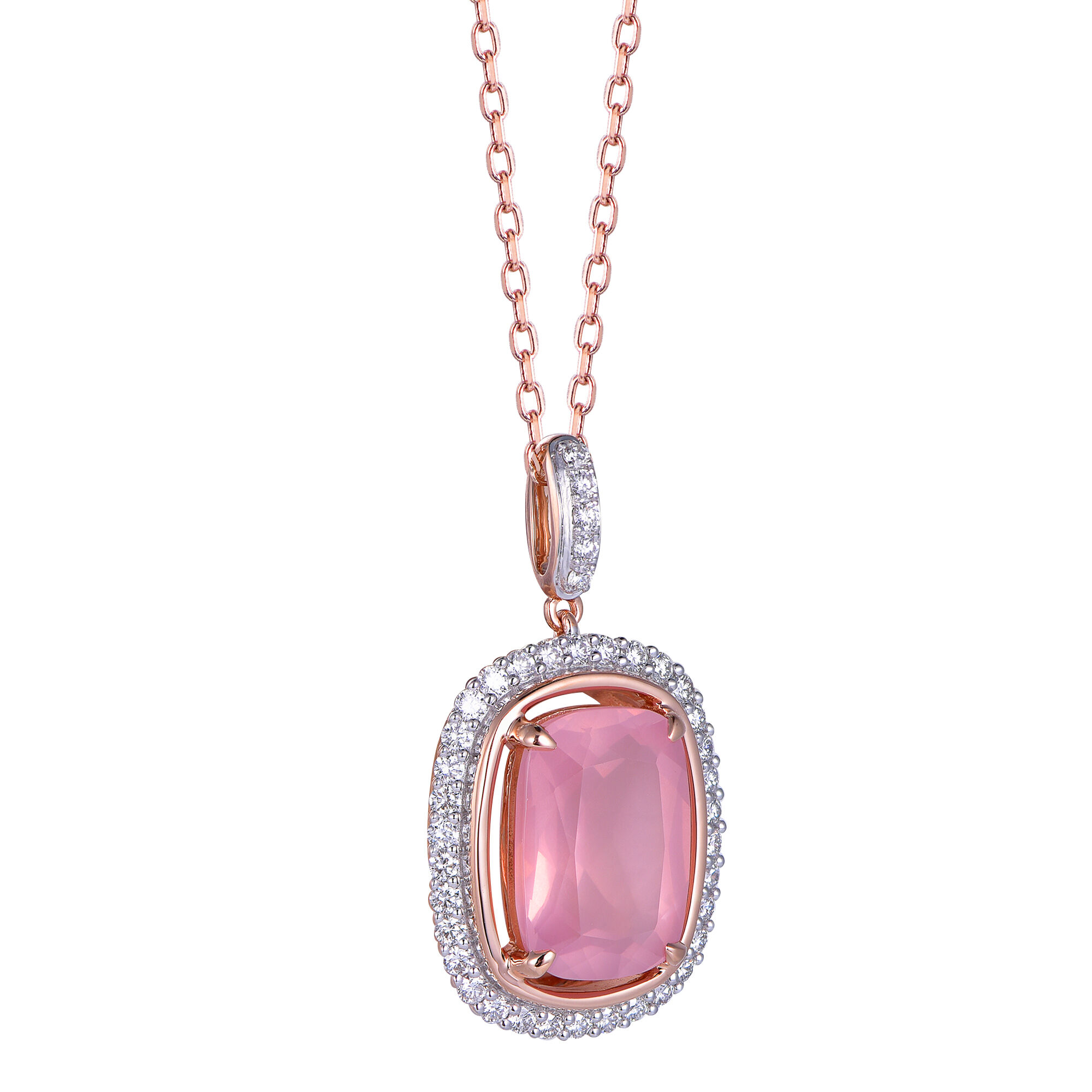 Rose Quartz Pendant in Rose Gold