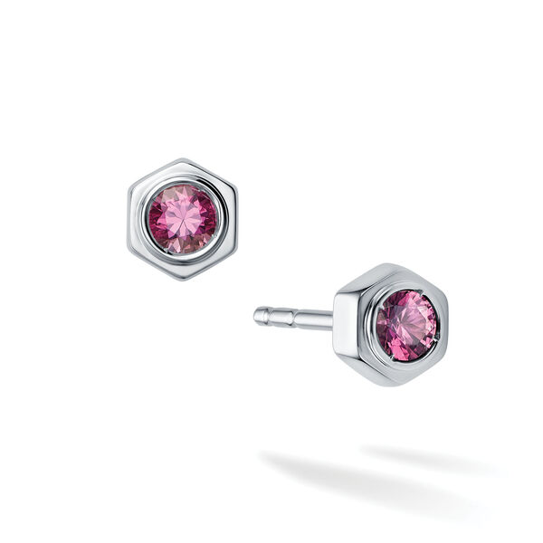 Pink Tourmaline and Silver Stud Earrings
