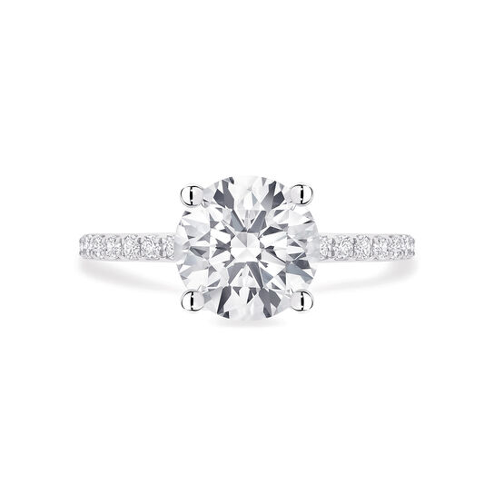 Bague de fiançailles à diamant solitaire rond avec anneau serti de diamants image number 0