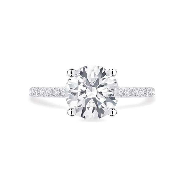 Round Solitaire Diamond Engagement Ring with Diamond Band