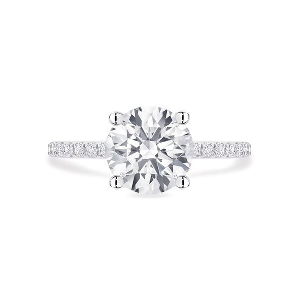 Platinum Round Solitaire Diamond Engagement Ring with Diamond Platinum Band