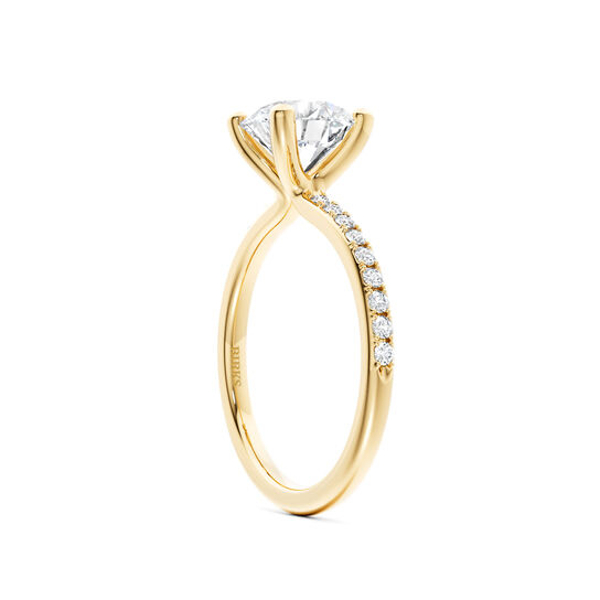 Birks Ros&eacute;e du Matin Yellow Gold Round Solitaire Diamond Engagement Ring with Diamond Band image number 1
